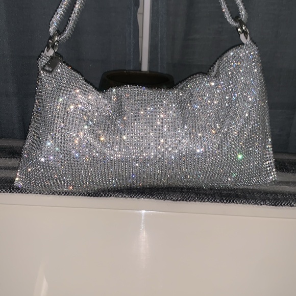 Rhinestone sparkly, silver clutch purse/handbag - Picture 2 of 10